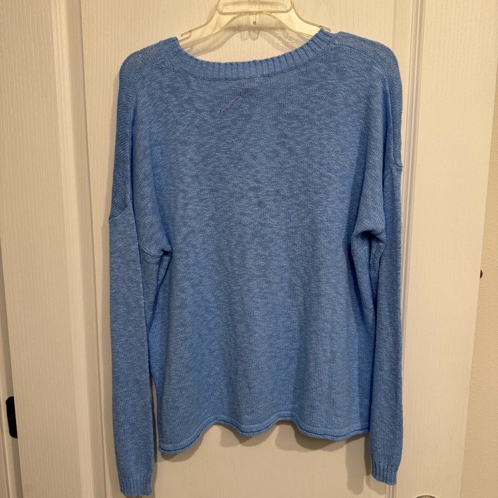 Women's Lilly Pulitzer Pippy Sweater Size L Blue Sun Sand Sea - Picture 2 of 5